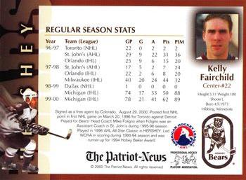 2000-01 Hershey Bears (AHL) #6 Kelly Fairchild Back