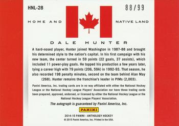 2015-16 Panini Anthology - Home and Native Land Signatures #HNL-28 Dale Hunter Back