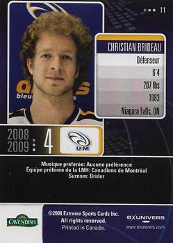 2008-09 Moncton Aigles Bleus #11 Christian Brideau Back