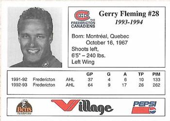 1993-94 Fredericton Canadiens (AHL) #NNO Gerry Flemming Back