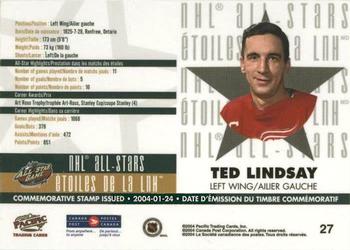 2004 Pacific Canada Post NHL All-Stars #27 Ted Lindsay Back