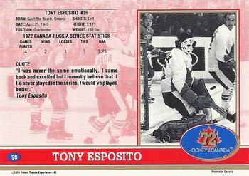 1991-92 Future Trends Canada ’72 - Gold Paint Autographs #96 Tony Esposito Back