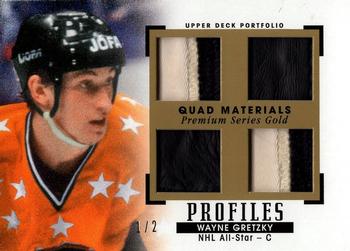 2015-16 Upper Deck Portfolio - Profiles Materials Quad Premium Series Gold #PM4-WG Wayne Gretzky Front