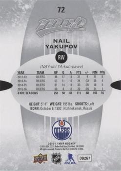 2016-17 Upper Deck MVP - Silver Script #72 Nail Yakupov Back