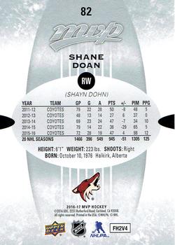 2016-17 Upper Deck MVP - Silver Script #82 Shane Doan Back