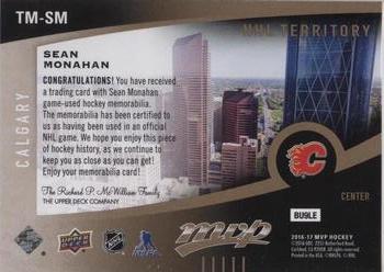 2016-17 Upper Deck MVP - NHL Territory Material #TM-SM Sean Monahan Back