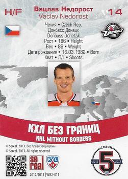 2012-13 Sereal KHL All-Star Game - KHL Without Borders #WB2-011 Vaclav Nedorost Back