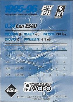 1995-96 Edge Ice Cincinnati Cyclones (IHL) #NNO Len Esau Back