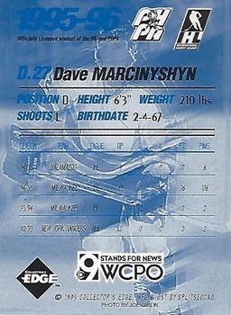 1995-96 Edge Ice Cincinnati Cyclones (IHL) #NNO Dave Marcinyshyn Back