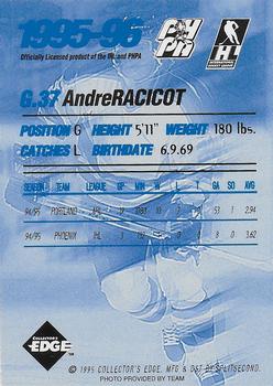 1995-96 Edge Ice Indianapolis Ice (IHL) #NNO Andre Racicot Back