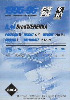 1995-96 Edge Ice Indianapolis Ice (IHL) #NNO Brad Werenka Back