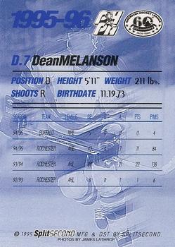 1995-96 SplitSecond Rochester Americans (AHL) #NNO Dean Melanson Back