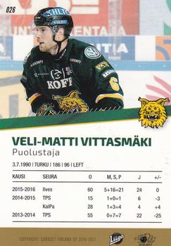 2016-17 Cardset Finland #026 Veli-Matti Vittasmäki Back