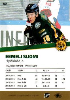 2016-17 Cardset Finland #029 Eemeli Suomi Back