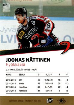 2016-17 Cardset Finland #052 Joonas Nättinen Back