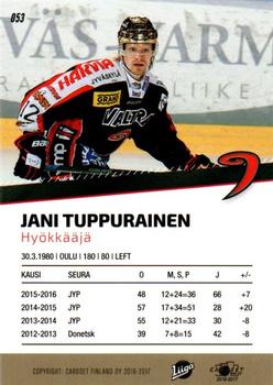 2016-17 Cardset Finland #053 Jani Tuppurainen Back