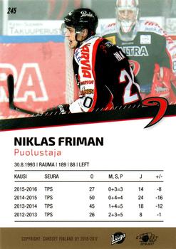 2016-17 Cardset Finland #245 Niklas Friman Back
