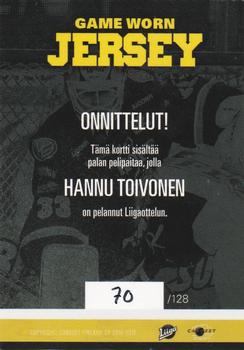 2016-17 Cardset Finland - Game Worn Jersey Series 1 Exchange #GWJ3 Hannu Toivonen Back