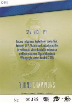 2016-17 Cardset Finland - Young Champions #YC4 Sami Niku Back