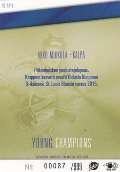 2016-17 Cardset Finland - Young Champions #YC5 Niko Mikkola Back