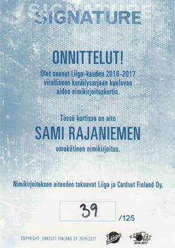 2016-17 Cardset Finland - Signature #NNO Sami Rajaniemi Back