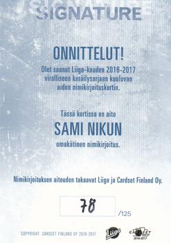 2016-17 Cardset Finland - Signature #NNO Sami Niku Back