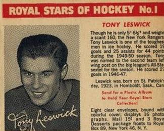 1952 Royal Desserts #1 Tony Leswick Front
