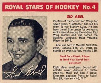 1952 Royal Desserts #4 Sid Abel Front