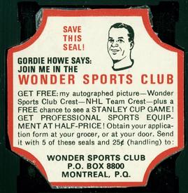 1960-61 Wonder Bread Wonder Sports Club Offers #1 Gordie Howe Front
