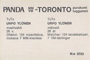 1972 Panda MM/VM-Toronto (Finnish/Swedish) #NNO Urpo Ylönen Back
