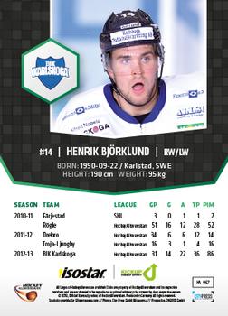2013-14 HockeyAllsvenskan #HA-067 Henrik Björklund Back