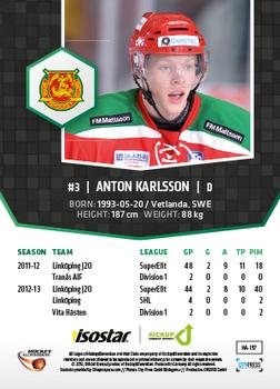 2013-14 HockeyAllsvenskan #HA-197 Anton Karlsson Back