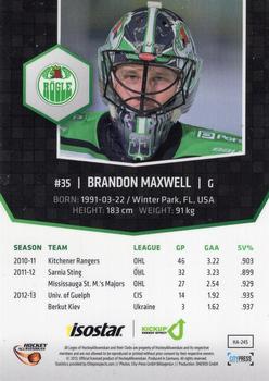 2013-14 HockeyAllsvenskan #HA-245 Brandon Maxwell Back