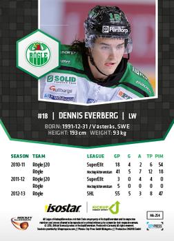 2013-14 HockeyAllsvenskan #HA-254 Dennis Everberg Back