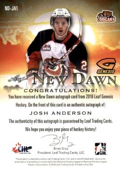 2016 Leaf Genesis - New Dawn Autographs #ND-JA1 Josh Anderson Back