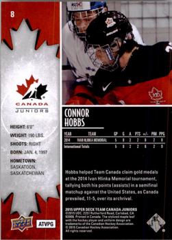 2015 Upper Deck Team Canada Juniors #8 Connor Hobbs Back