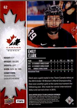 2015 Upper Deck Team Canada Juniors #62 Emily Clark Back