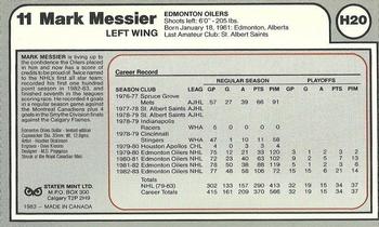 1983 Edmonton Oilers Dollars #H20 Mark Messier Back