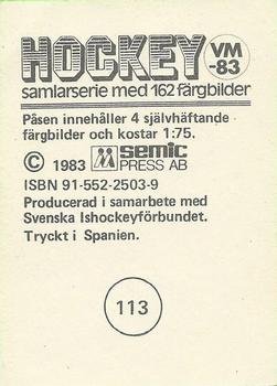 1983 Semic Hockey VM (Swedish) #113 Holger Meitinger Back
