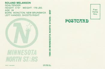 1984-85 Minnesota North Stars Postcards #NNO Roland Melanson Back