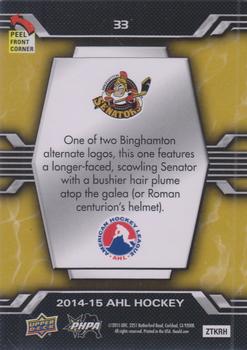 2014-15 Upper Deck AHL - Logo Stickers #33 Binghamton Senators Back
