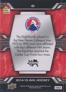 2014-15 Upper Deck AHL - Logo Stickers #61 New Haven Nighthawks Back