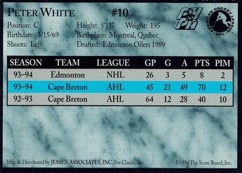 1994-95 Classic Cape Breton Oilers (AHL) #NNO Peter White Back