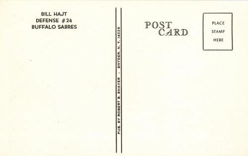 1974-75 Buffalo Sabres Postcards #NNO Bill Hajt Back