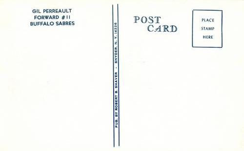 1974-75 Buffalo Sabres Postcards #NNO Gilbert Perreault Back