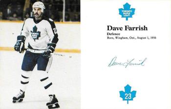 1980-81 Toronto Maple Leafs #NNO Dave Farrish Front