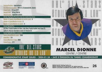 2004 Pacific Canada Post NHL All-Stars - Autographs #26 Marcel Dionne Back