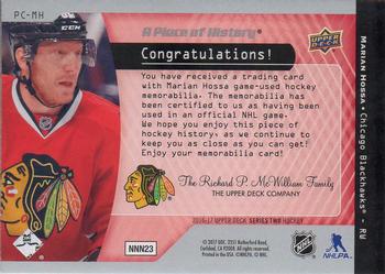 2016-17 Upper Deck - A Piece of History 1,000 Point Club #PC-MH Marian Hossa Back