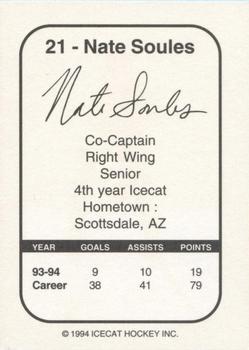 1994-95 Arizona Icecats (ACHA) #NNO Nate Soules Back