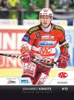 2010-11 Erste Bank Eishockey Liga #206 Johannes Kirisits Front